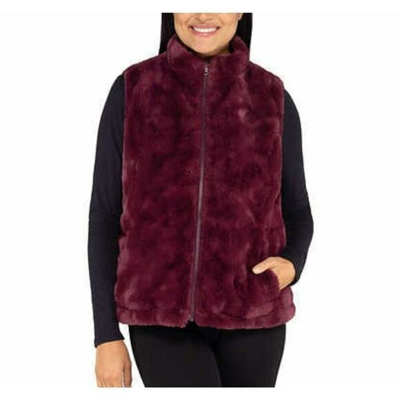 New Nicole Miller Women's Reversible Faux Fur Insulated Quilted Puffer Vest - Picture 5 of 8